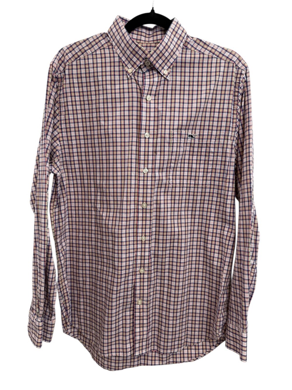 Mens Vineyard Vines Slim  Fit Tucker Shirt  Blue Pink Green White Plaid M Cotton